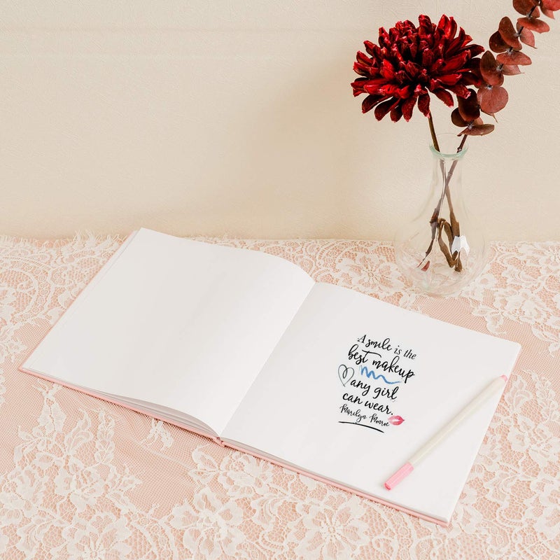 Calculs Libro De Firmas para QuinceaÃ±era Guest Book 15th Quinceanera Party Favors Polaroid Picture Book Decorations 8.5â€ Square Pink Cover Rose Gold Gilding - Image 4